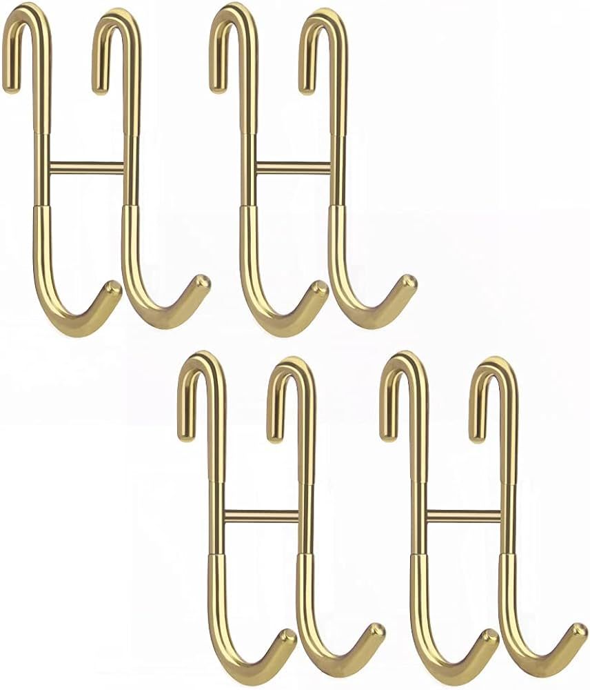 Haitis 4 Pack Over Shower Glass Door Hook, Plated Gold, 304 Stainless Steel Rack Hooks, Bathroom ... | Amazon (US)