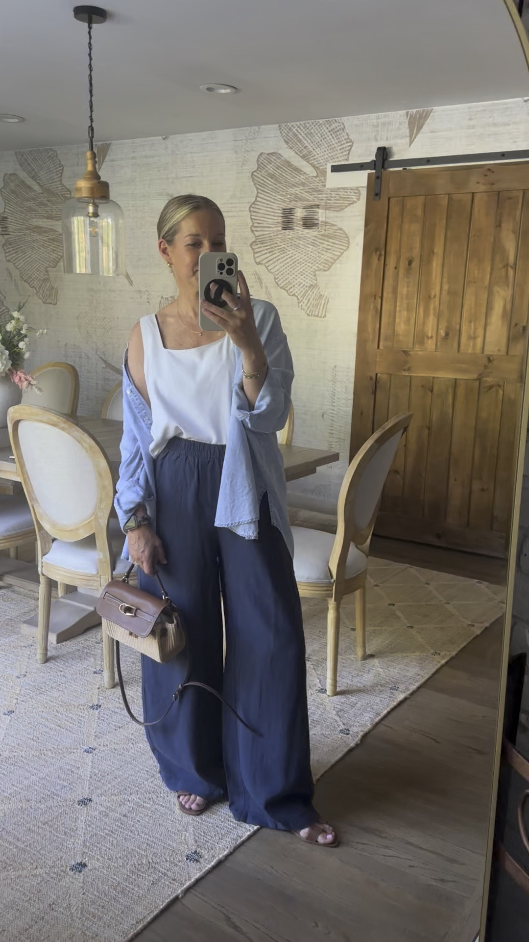 Medium everything! The white tank is a set and I linked a similar top in case the bleached indigo is still sold out. Also linked less expensive options.

#LTKPetite #LTKMidsize #LTKootd