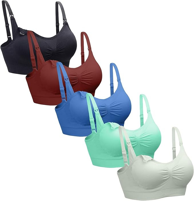 Suekaphin 5PACK Nursing Bra Wireless Bra Women's Sleeping Maternity Bra Breastfeeding Bra | Amazon (US)