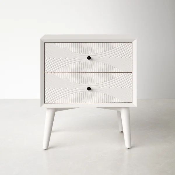 Daria 2 - Drawer Solid Wood Nightstand in White | Wayfair Professional