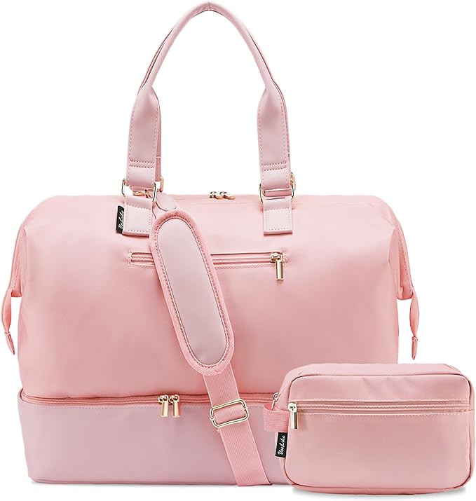 Weekender Bags for Women, Large Travel Duffel Bag with Shoes Compartment, Carry On Overnight Tote... | Amazon (US)