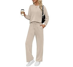 WIHOLL Lounge Sets for Women 2 Piece Travel Vacation Outfits Fall Sweatsuit Tracksuit | Amazon (US)