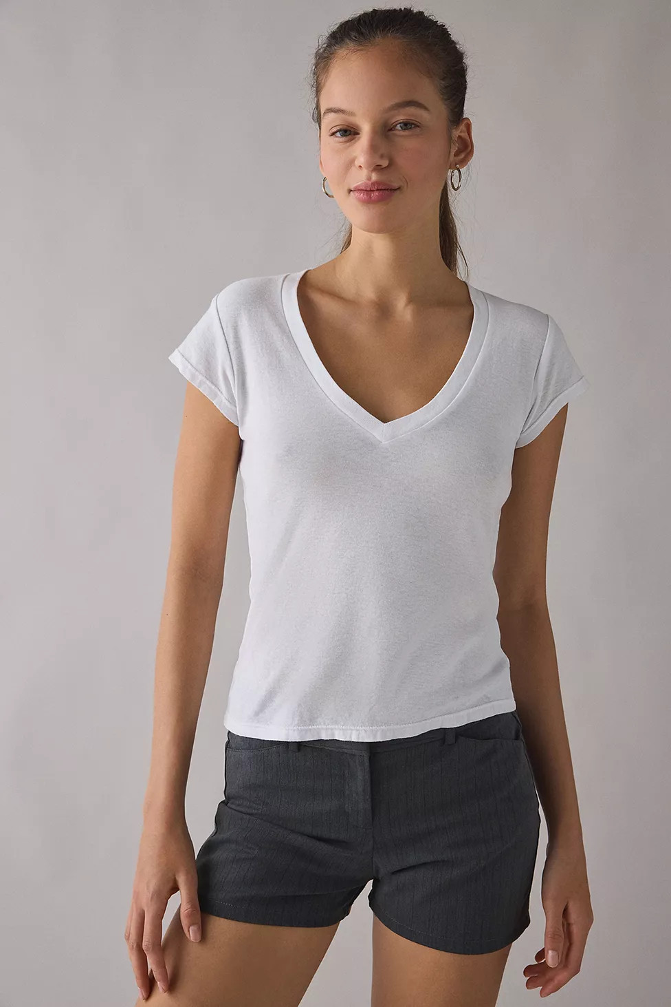 UO Spill The Tee V-Neck Short Sleeve T-Shirt | Urban Outfitters UK