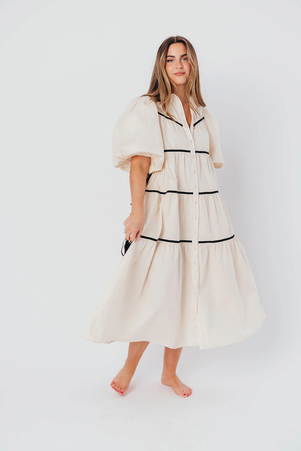 Lena Midi Shirt Dress in Natural - Nursing Friendly | Worth Collective