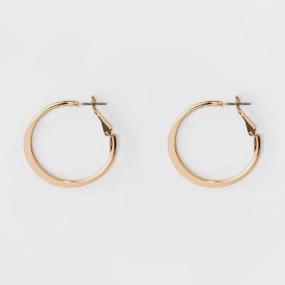 Medium Flat Hoop Earrings - A New Day™ Gold: Shiny Leverback Jewelry, Nickel-Free Metal | Target