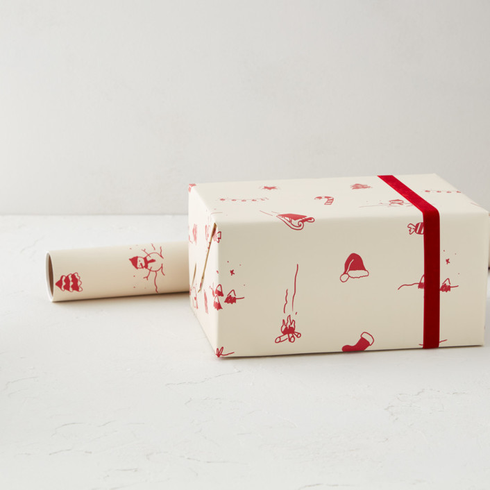 "Vintage Illustration" - Customizable Wrapping Paper in Beige or Red by Roseanne Kenny. | Minted