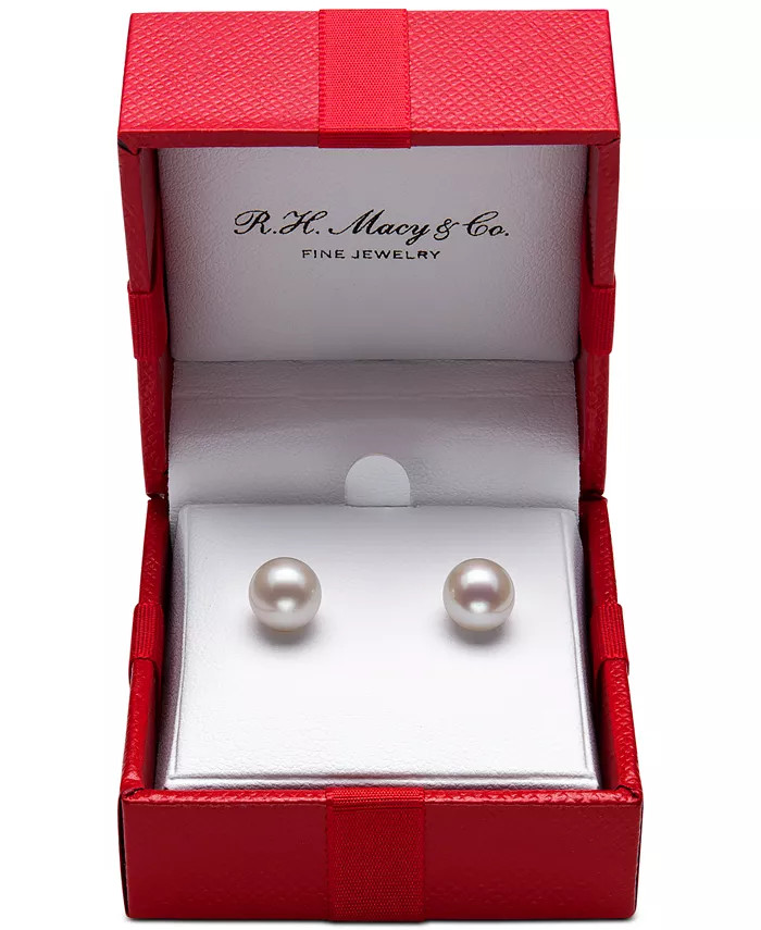 Cultured Freshwater Pearl Stud Earrings (7mm) in 14k Gold | Macy's