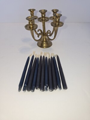 Vtg Classic Solid Brass 4 Arm Candelabra holds 5 Mini Candles India Patina  | eBay | eBay US