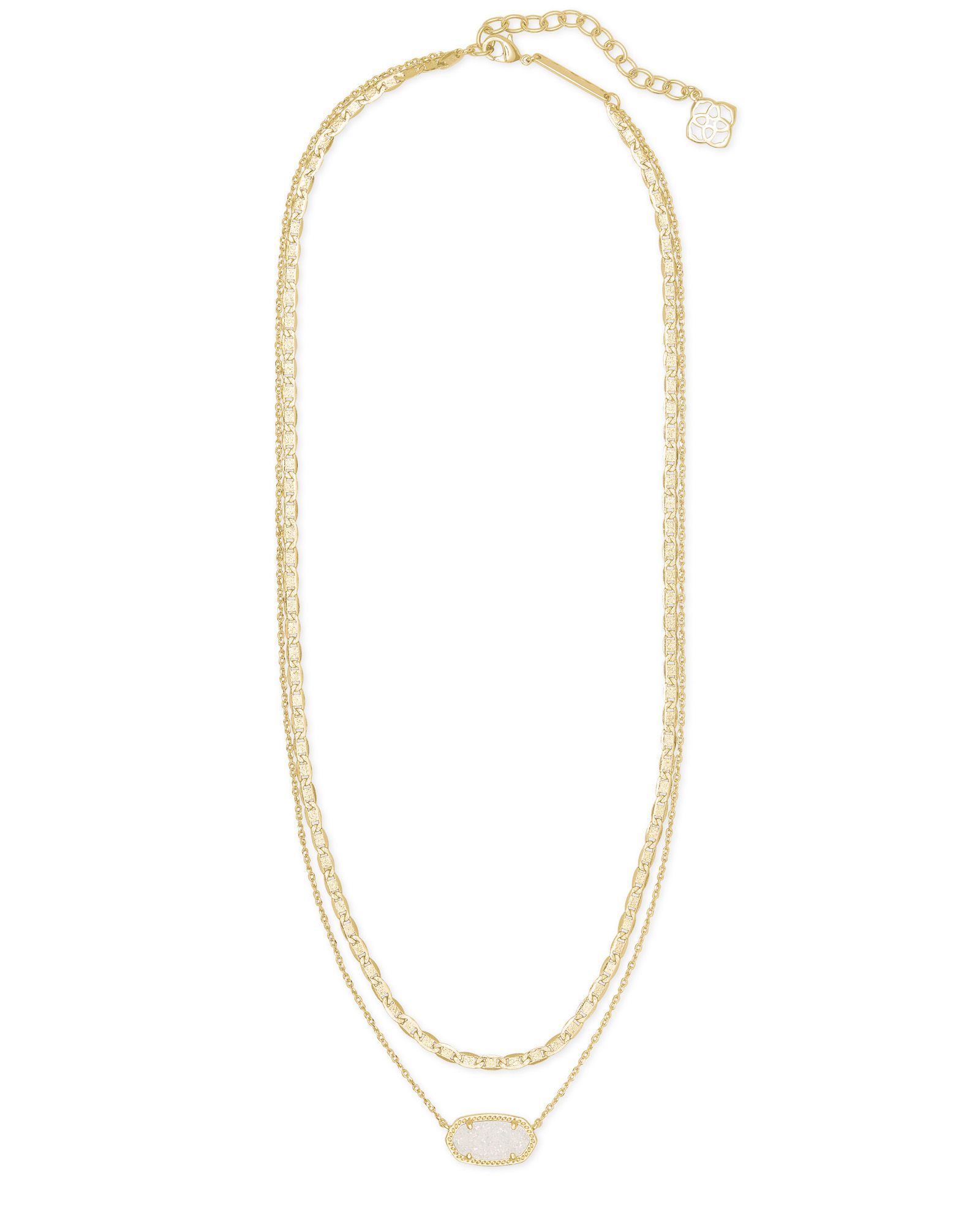 Elisa Gold Multi Strand Necklace in Iridescent Drusy | Kendra Scott