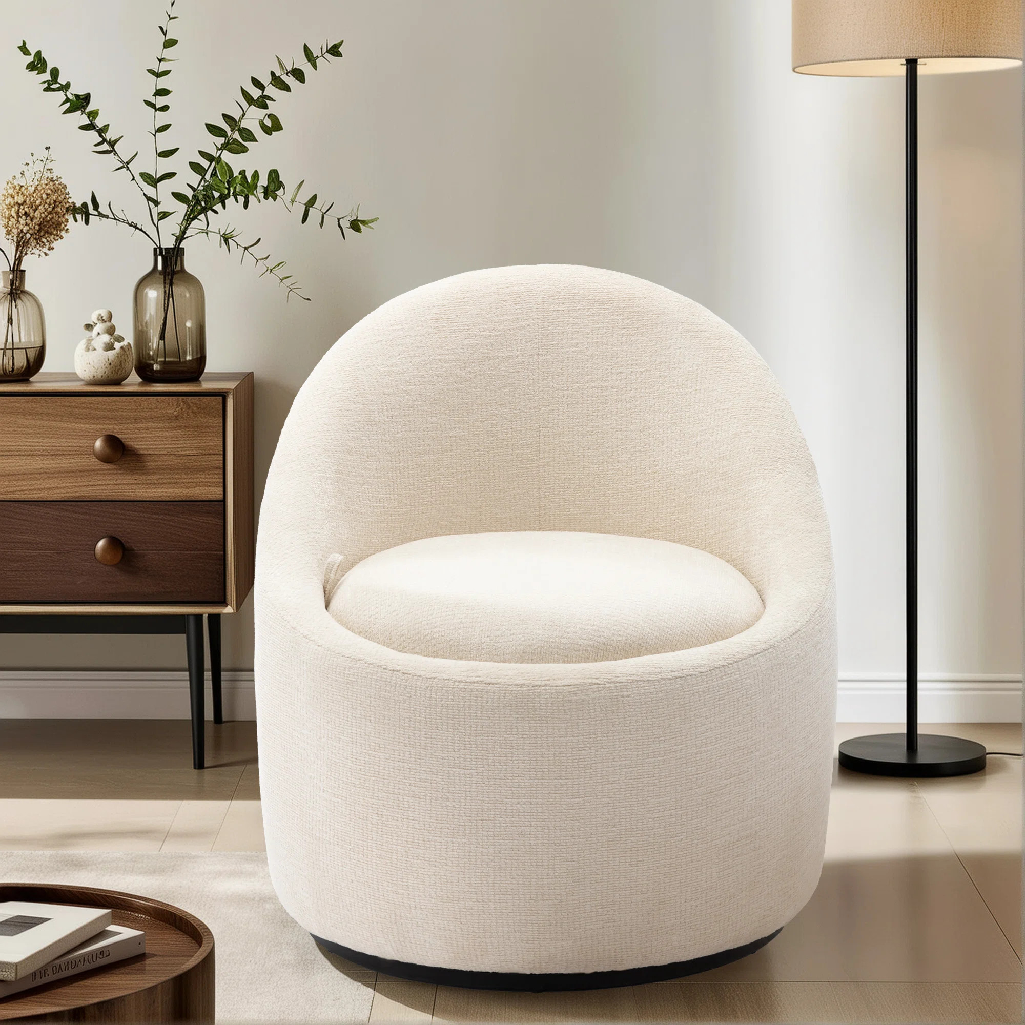 Lawandra Modern Upholstered Swivel Barrel Chair | Wayfair North America