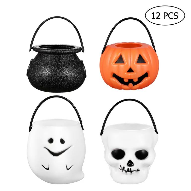 HEMOTON Cabilock 12pcs Halloween Candy Buckets Trick Or Treat Candy Pots Snack Buckets Party Favo... | Walmart (US)