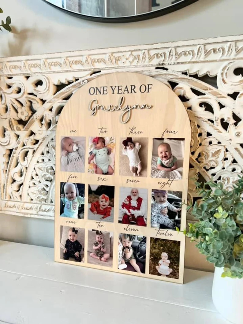 One Year of - Birthday Photo Board - Party Supplies - Wood Photo Memory Board - One Year Wooden P... | Etsy (US)