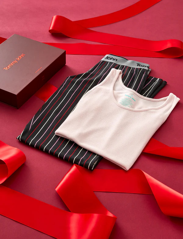 Women's Sleep Set, Pink Phantom Straw Stripe | Tommy John