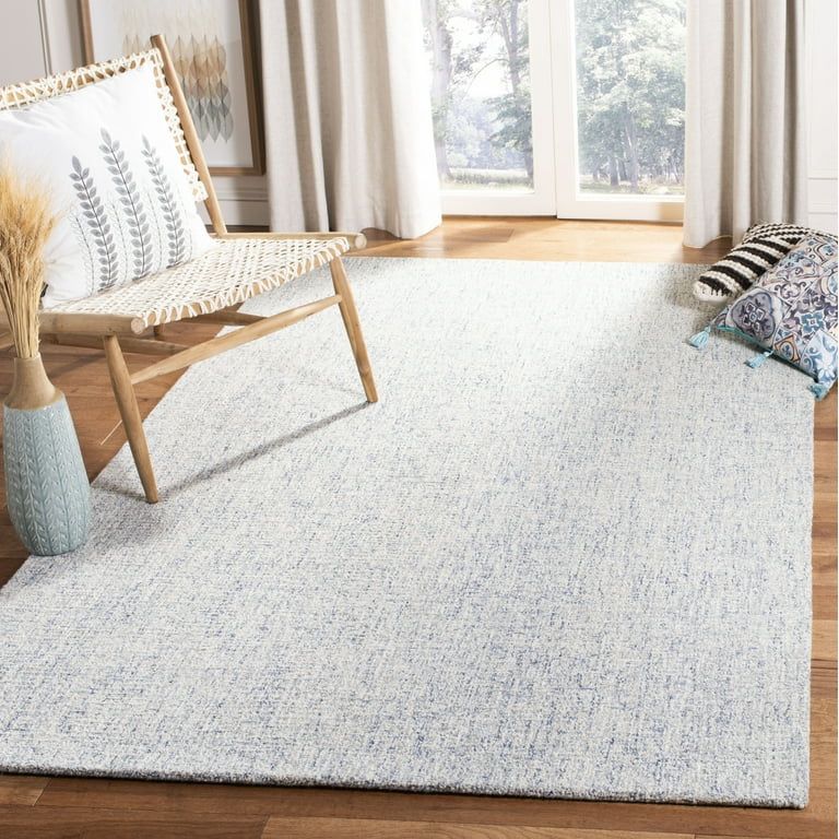 SAFAVIEH Abstract Emely Distressed Wool Area Rug, Ivory/Blue, 6' x 9' | Walmart (US)