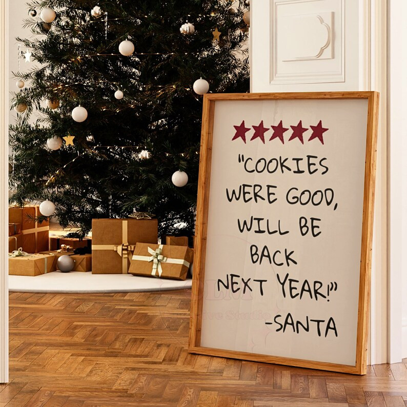 Preppy Christmas Poster, Cookies Were Good Will Be Back Next Year Wall Art, Trendy Holiday Season... | Etsy (US)