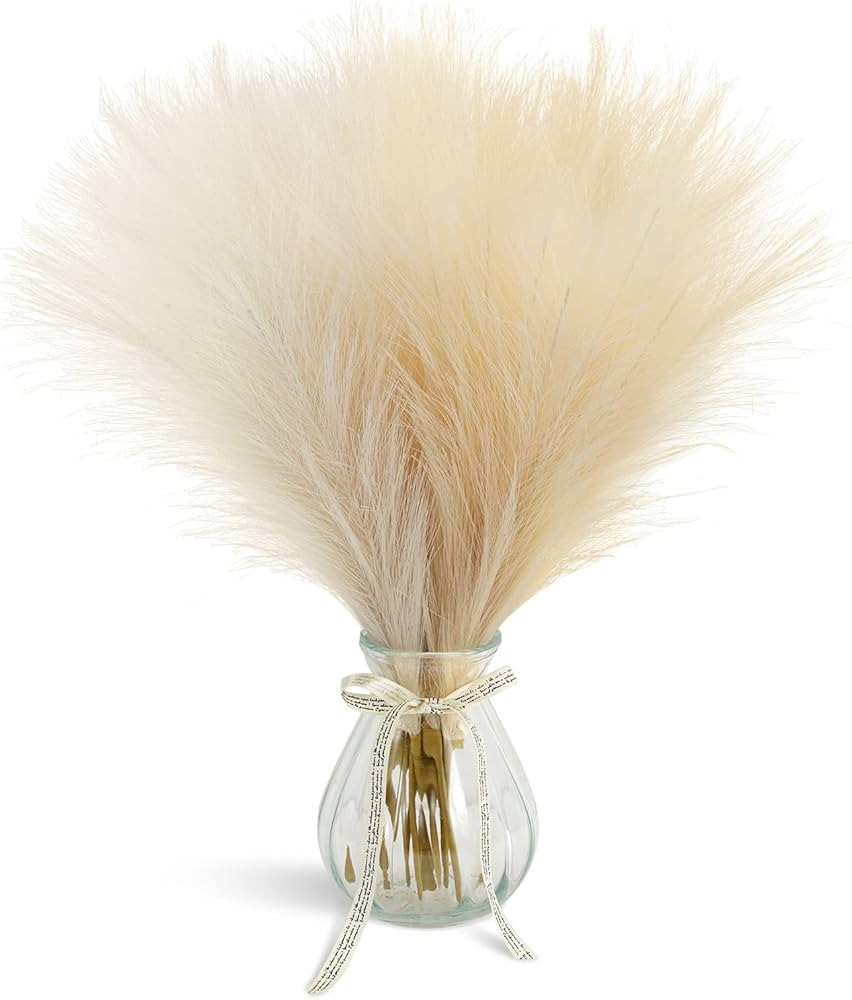 Faux Pampas Grass 8 PCS 17" Small Boho Home Decor Fake Pompas Floral Branches Fluffy Artificial P... | Amazon (US)