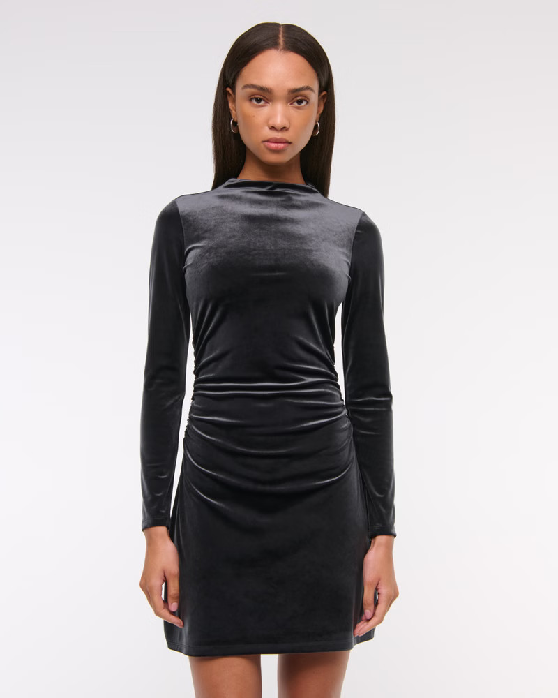 Women's The A&F Paloma Long-Sleeve Velvet Mini Dress | Women's Party Collection | Abercrombie.com | Abercrombie & Fitch (US)
