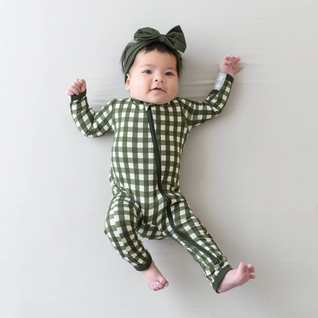 Zippered Romper in Gingham Fir | Kyte Baby