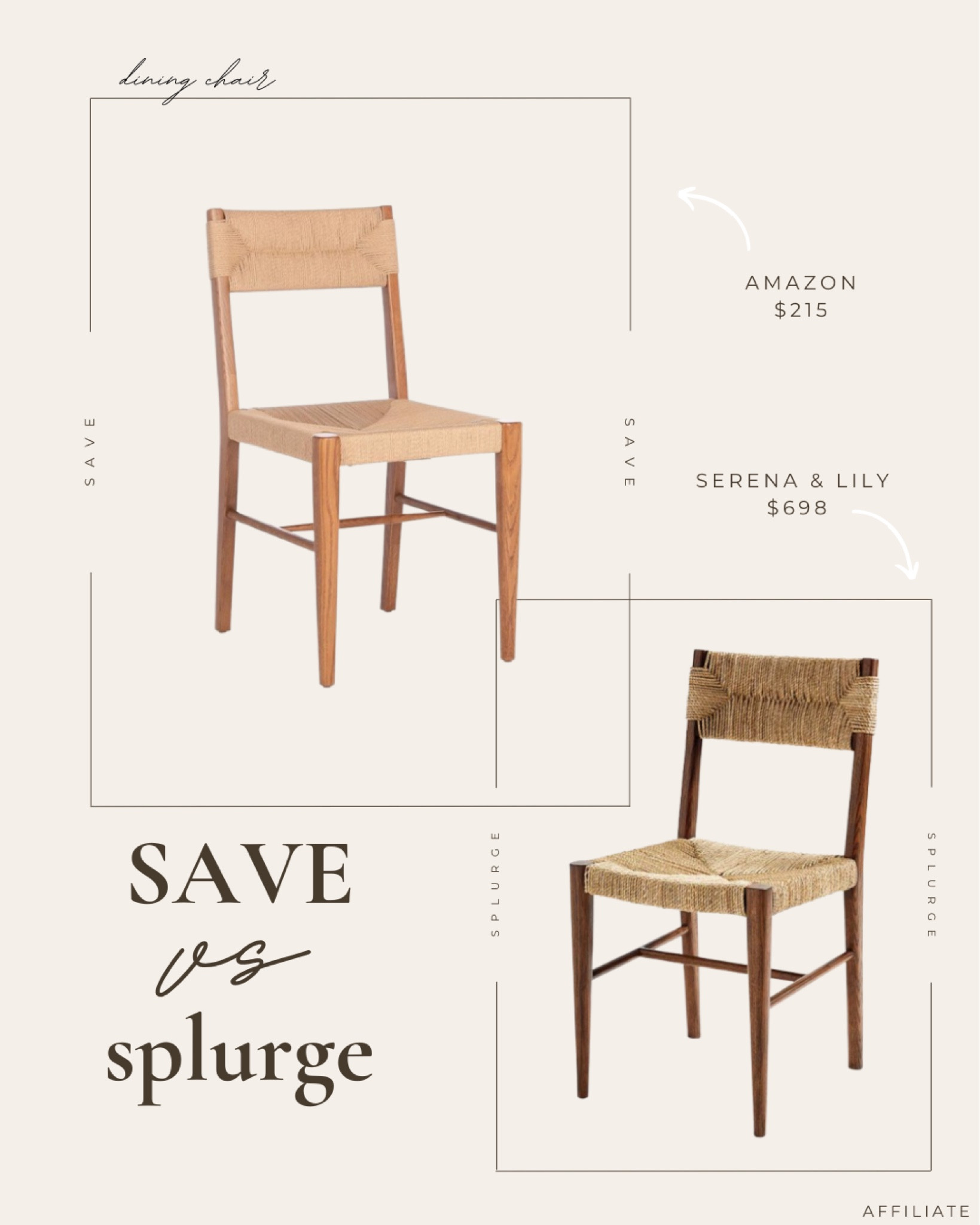 Designer look for less, save or splurge, 

Serena & Lily portside seagrass woven dining chair look for less

#LTKSaleAlert #LTKHome