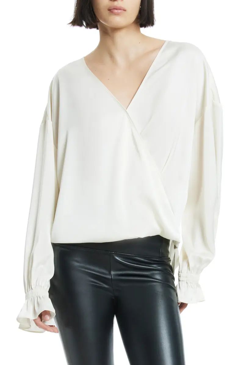Penny Long Sleeve High-Low Satin Top | Nordstrom