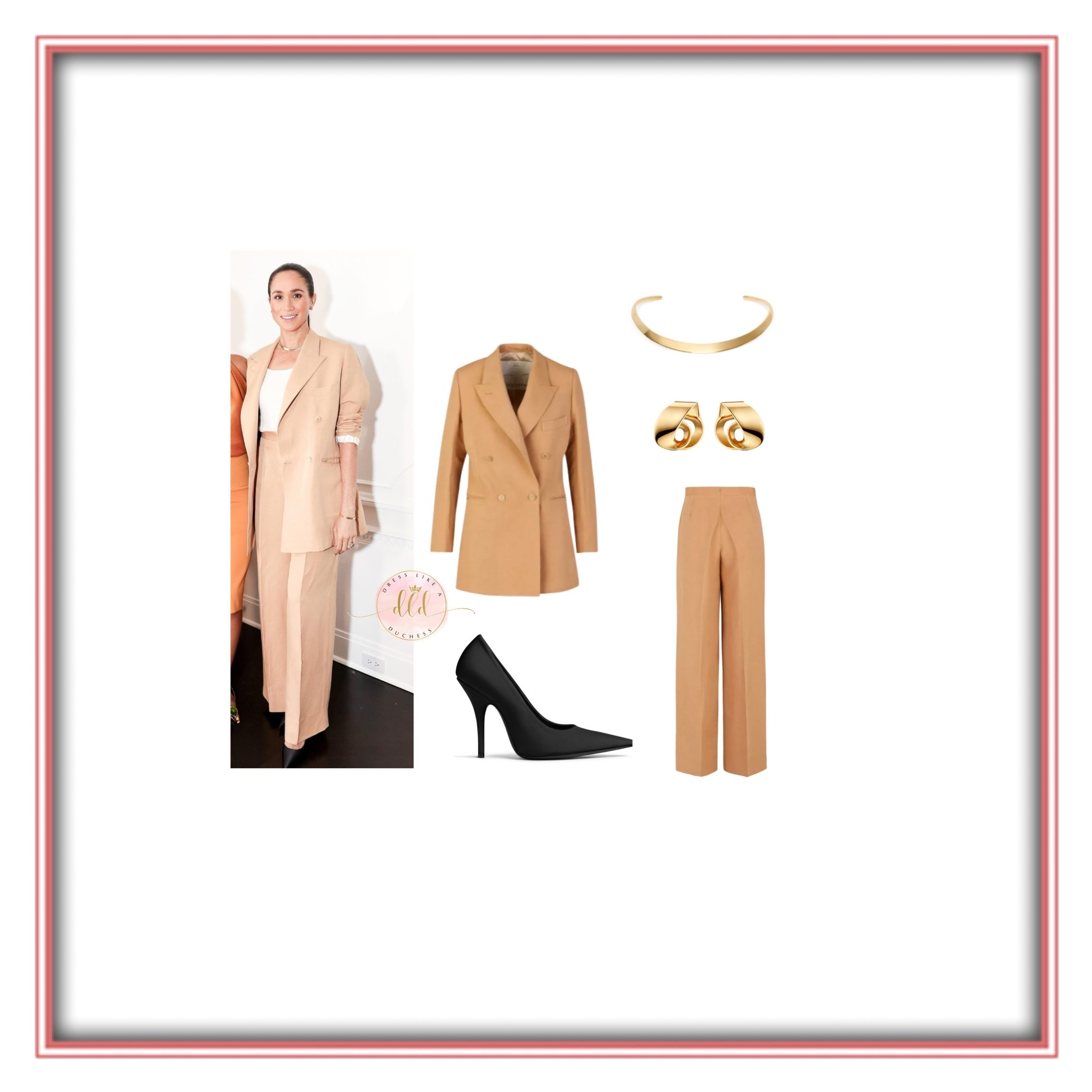 10/16/25 Meghan Markle attends Emma Grede’s A Seat at the Table event in Giuliva Heritage Stella Blazer and Elsa trousers 