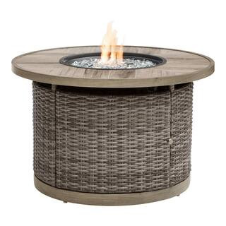 Home Decorators Collection Avondale 39.96 in. x 25 in. Round Steel Propane Gas Brown Fire Pit FHW... | The Home Depot