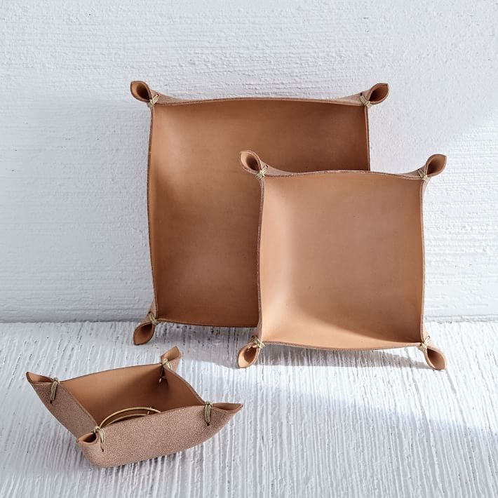 Made Solid Four Corners Leather Box | West Elm (US)
