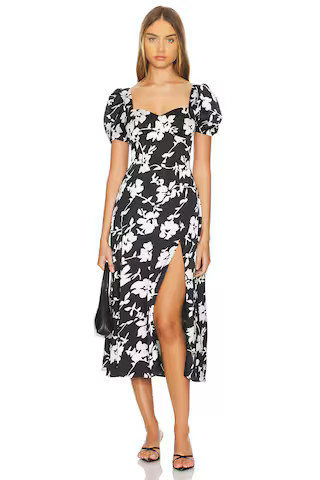 Bardot Gillian Midi Dress in Black Floral from Revolve.com | Revolve Clothing (Global)