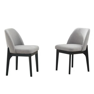 Bason 19.5" H Polyester Upholstered Dining Chair With Black Solid Wood Legs | Wayfair North America