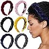 6 Pieces Velvet Braided Headband Flock Padded Wide Velvet Braided Hair Hoop for Women and Girls | Amazon (US)