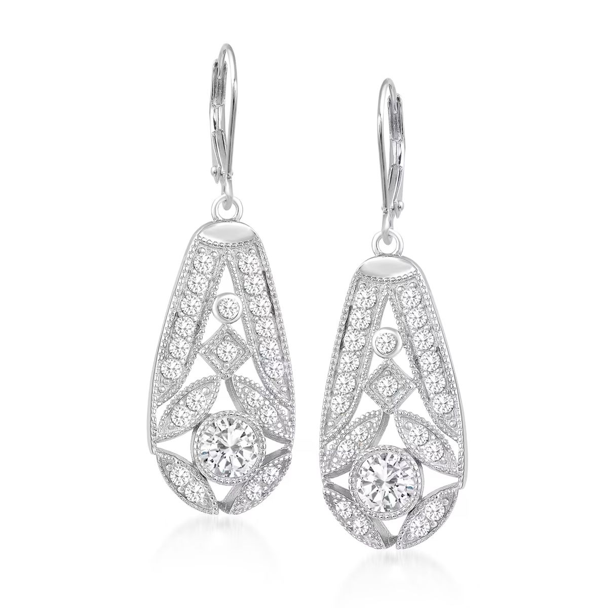 2.90 ct. t.w. Moissanite Drop Earrings in Sterling Silver | Ross-Simons