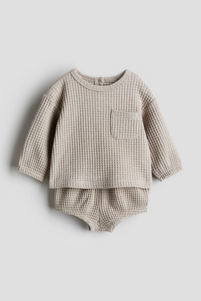 2-piece Sweatshirt Set - Beige - Kids | H&M US | H&M (US + CA)