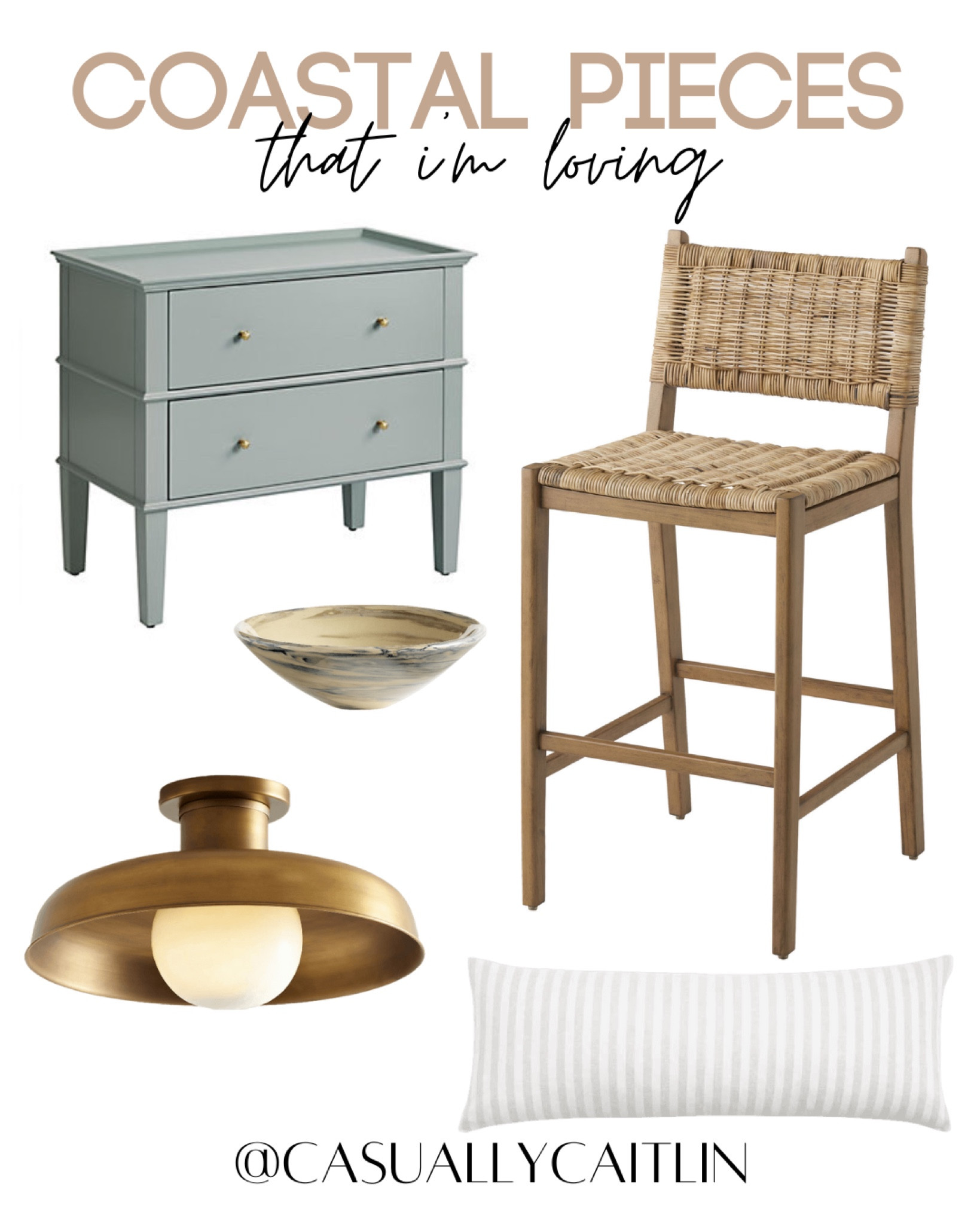 Coastal inspired home finds 🤍

Blue nightstand, blue end table, coastal nightstand, woven barstool, wicker barstool, kitchen seating, trinket dish, gold semi flush mount light, striped lumbar pillow, home decor finds, coastal home, coastal interior decorating

#LTKSeasonal #LTKStyleTip #LTKHome