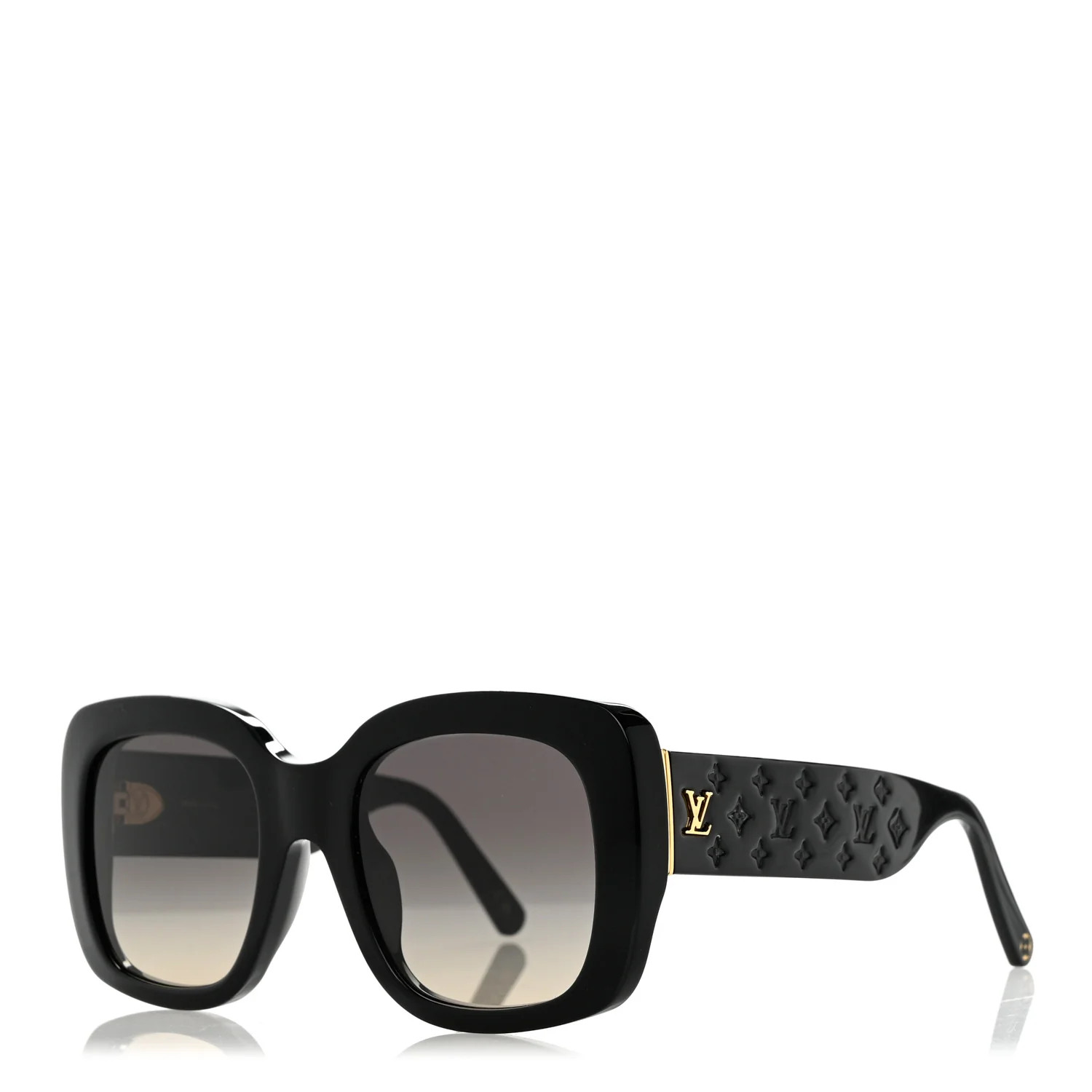 LOUIS VUITTON Square LV Empreinte Square Sunglasses Z1611E Black | FASHIONPHILE (US)