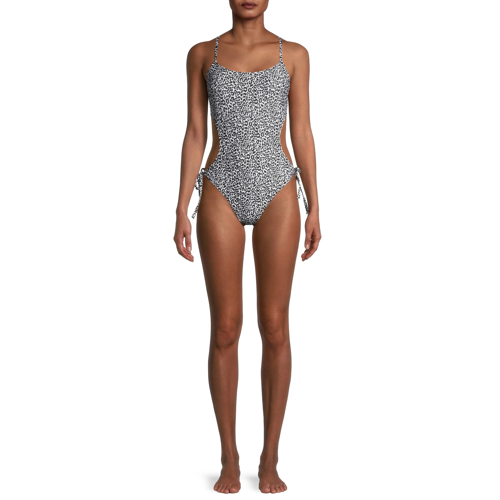 Social Angel Women's Snow Leopard One Piece Swimsuit with Open Back | Walmart (US)