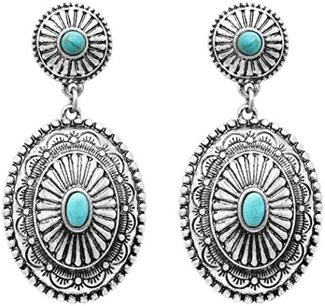 Rosemarie Collections Women's Western Concho Style Turquoise Howlite Stone Drop Statement Post Ea... | Amazon (US)