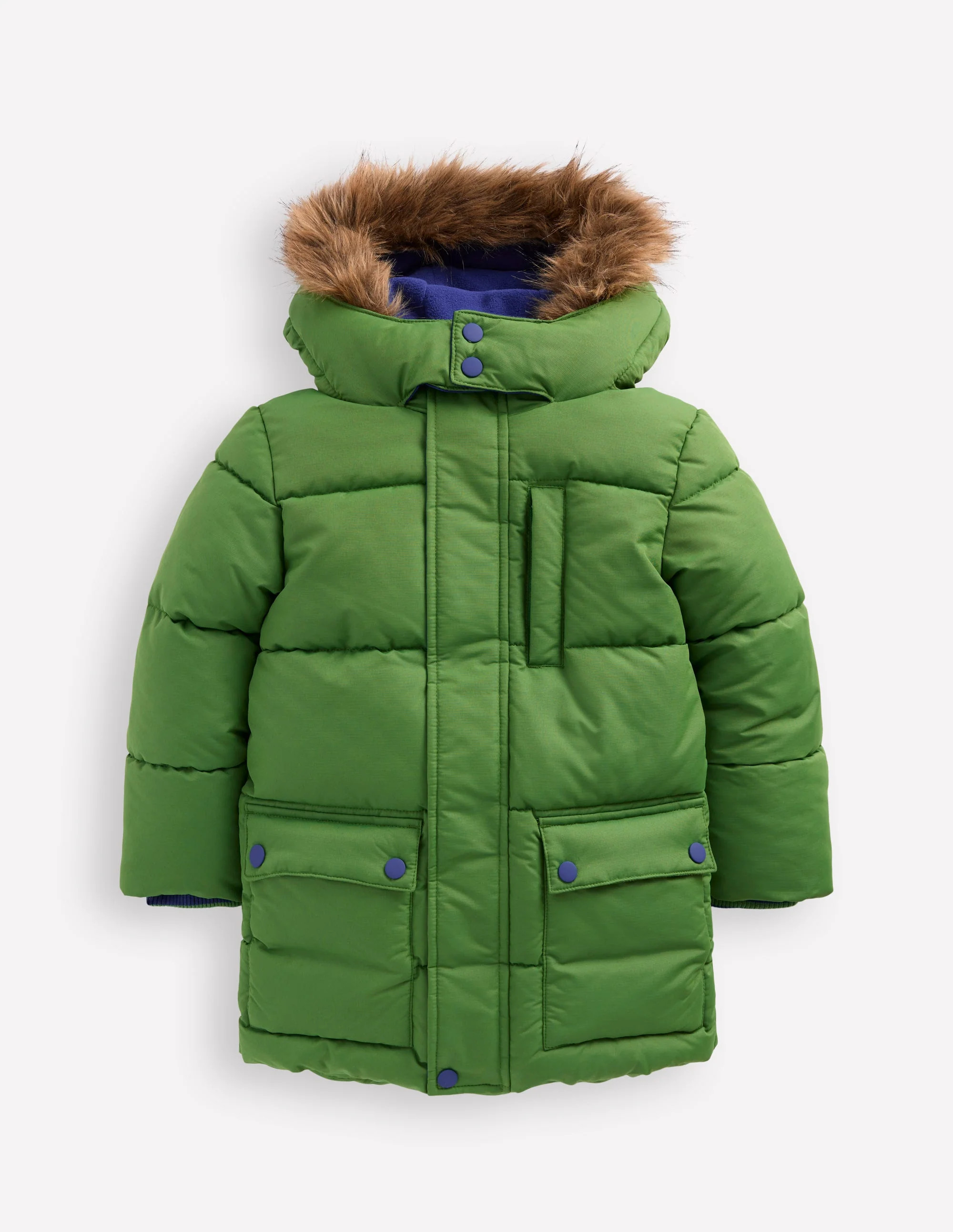 Fleece Lined Padded Coat-Green | Boden (US)
