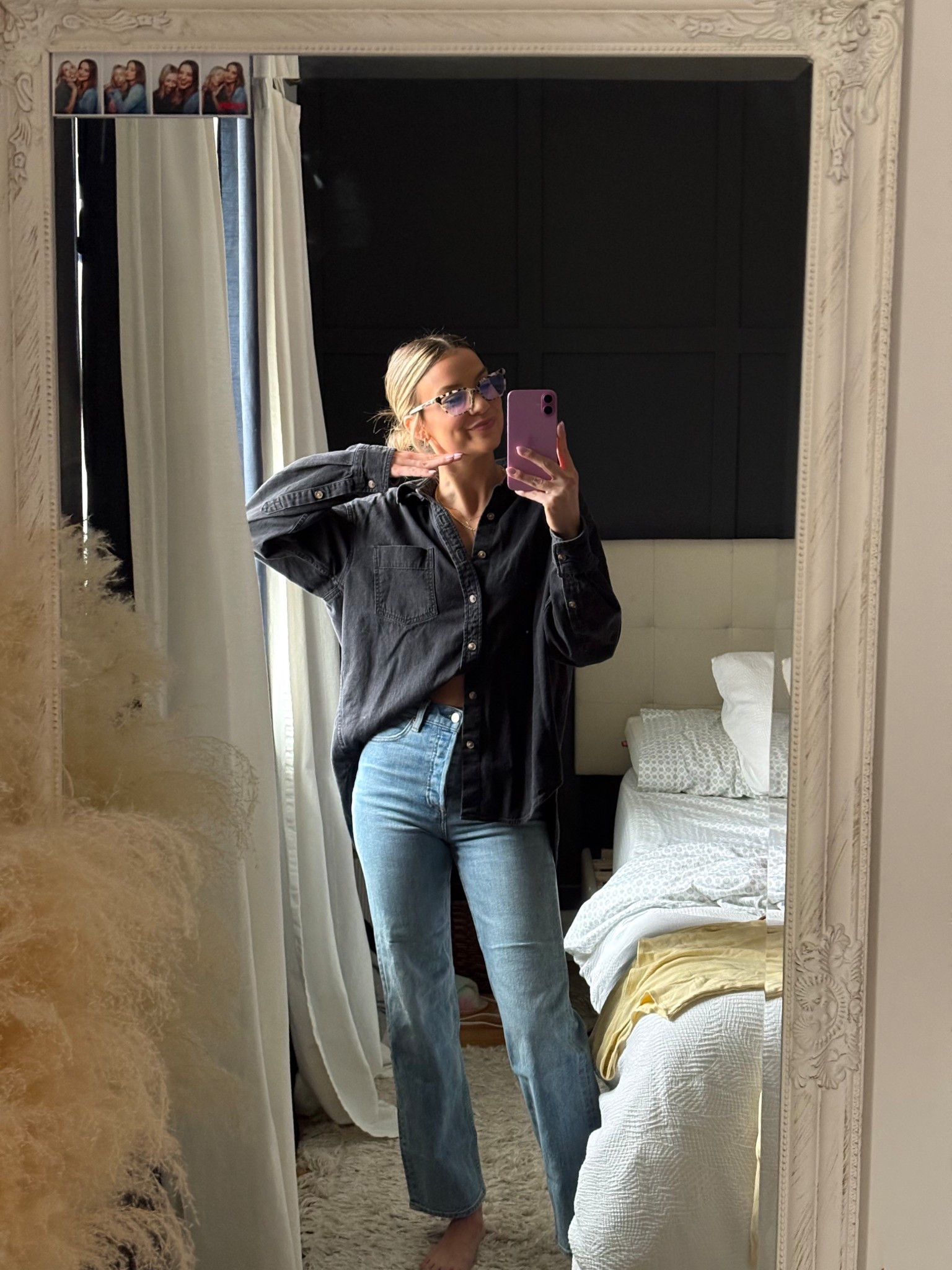 Oversized denim shirts paired with jeans… yep 🤓 wearing XS top and size 24 bottom 

#LTKstyletip #LTKjeans #LTKcanada