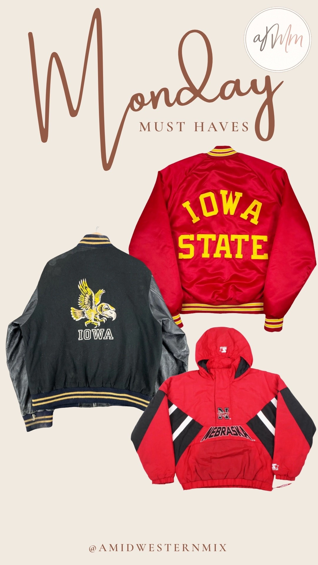 Vintage college jackets from Etsy! Game day outfit, game day outfit ideas, Iowa State Cyclones, Iowa Hawkeyes, Nebraska Huskers

#LTKSaleAlert #LTKootd #LTKgrwm