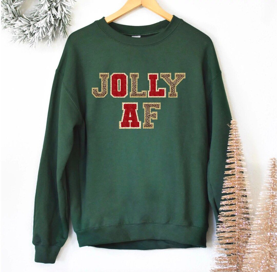 Jolly AF Christmas Sweatshirt - Christmas Sweatshirt - Xmas Sweater - Vintage Sweatshirt - Merry Che | Etsy (US)