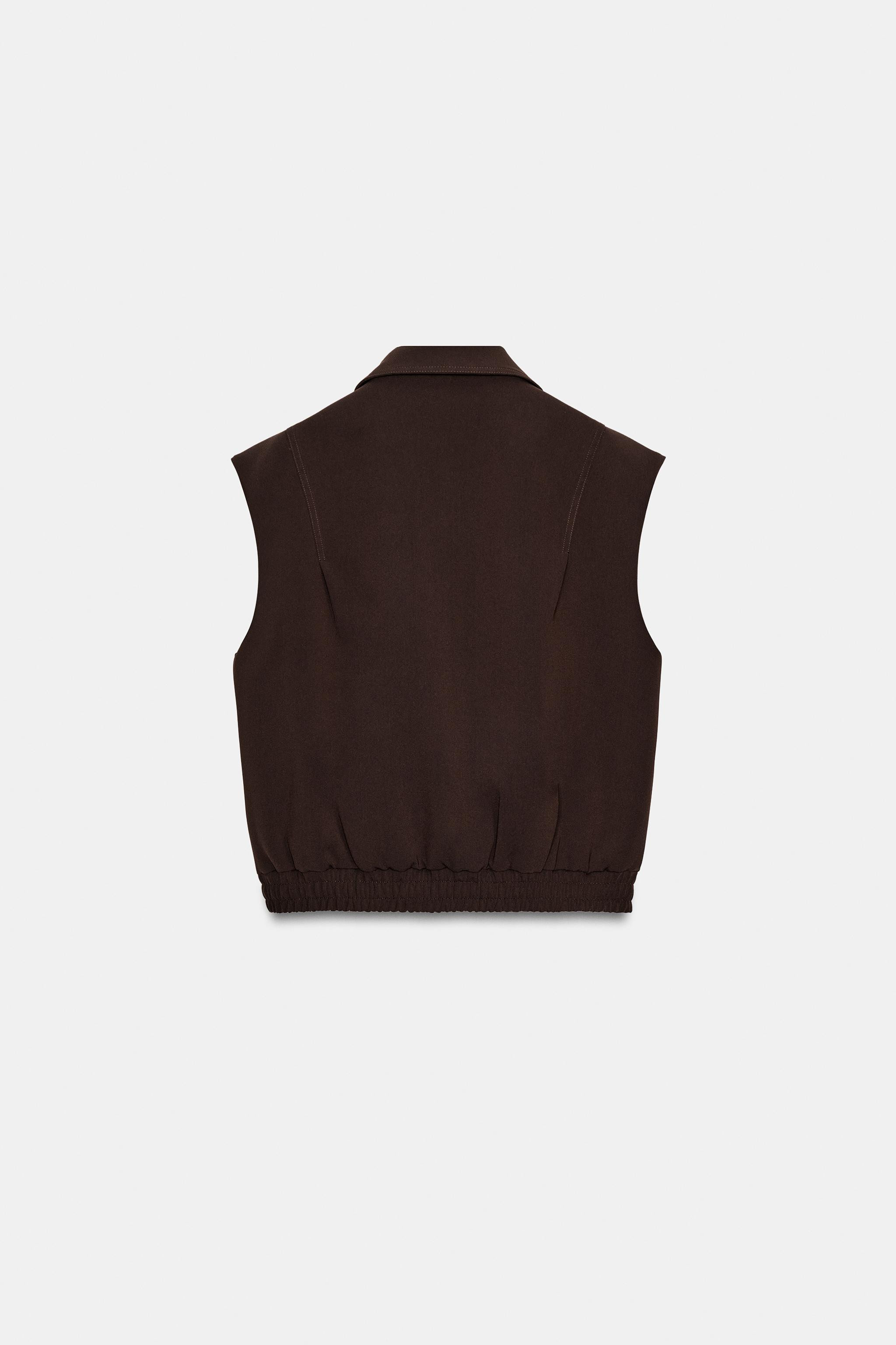 ELASTIC HEM SHOULDER PAD VEST | Zara US