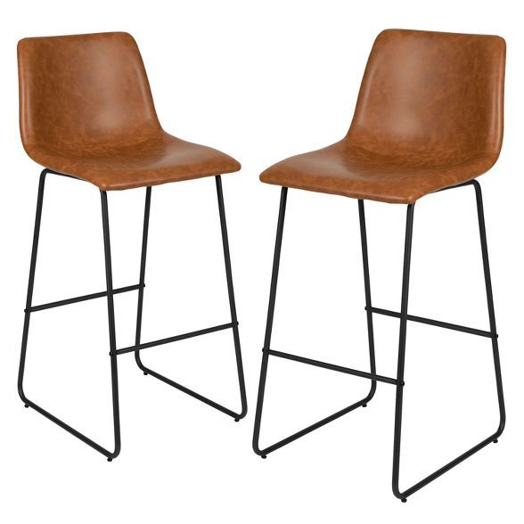 Merrick Lane 30 inch Faux Bar Height Bucket Seat Stools, Set of 2 | Target