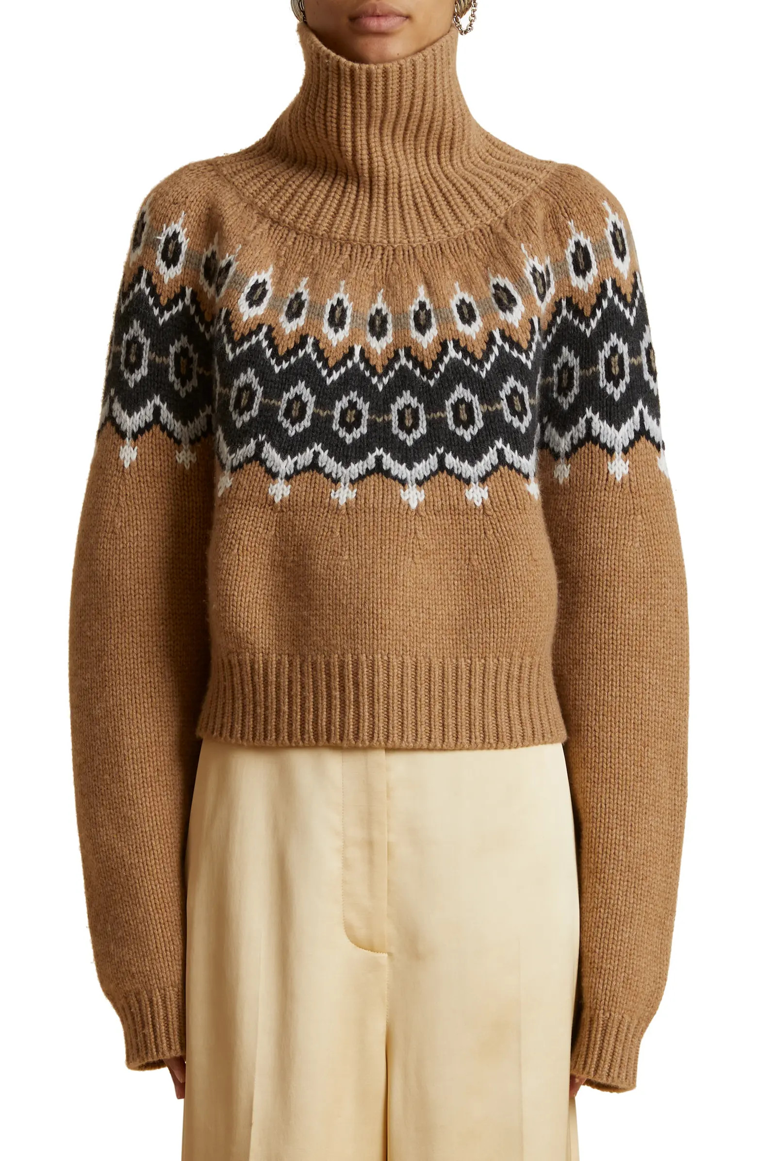 Khaite Amaris Fair Isle Cashmere Blend Turtleneck Sweater | Nordstrom | Nordstrom