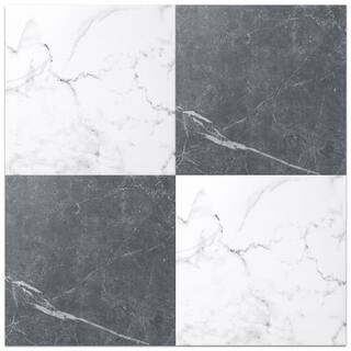 Black and White Marble 12MIL 12" x 12" Waterproof Self Adhesive Vinyl Flooring Tile for Kitchen B... | The Home Depot