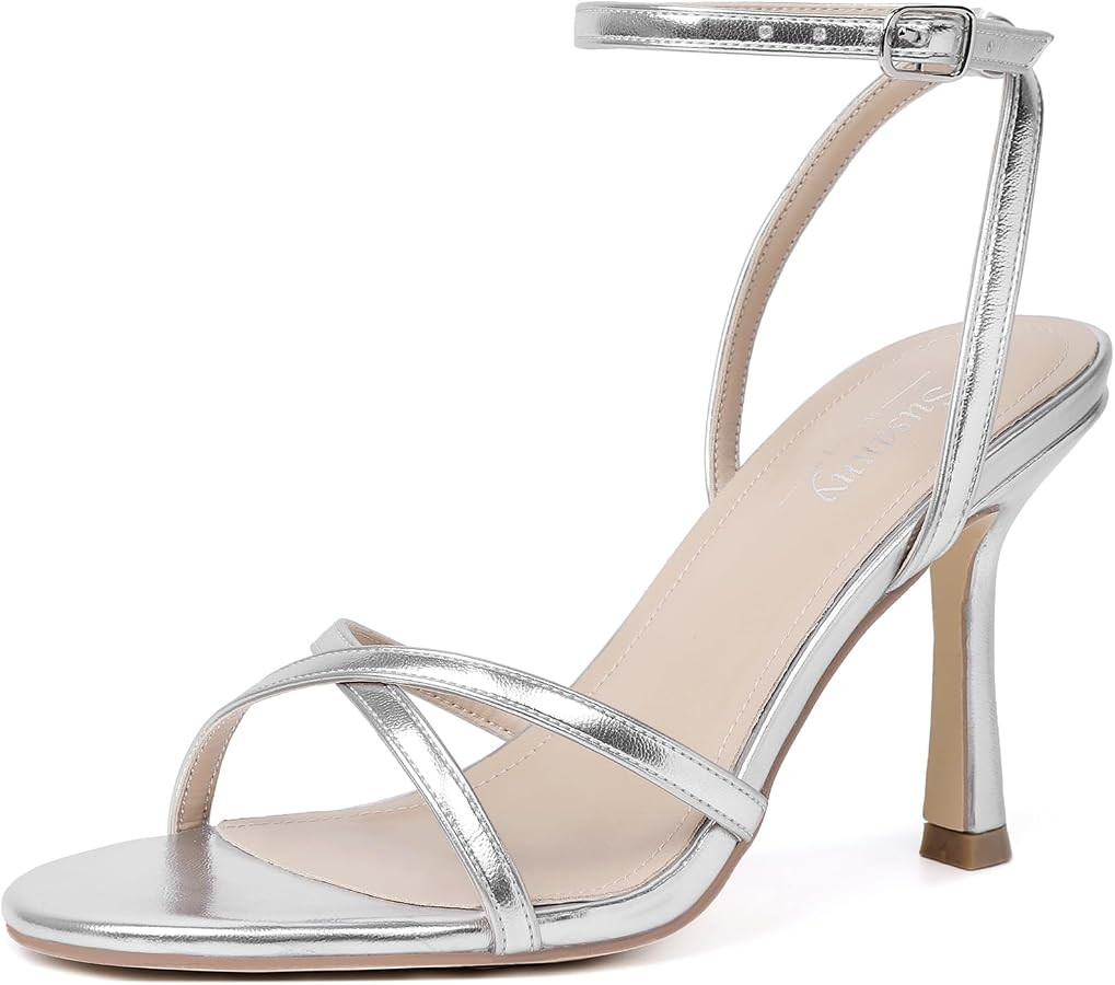 Mostrin Strappy Heels for Women Ankle Strap Heels Women's Heeled Sandals for Party Prom Wedding | Amazon (US)
