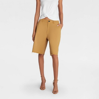 KBB by KAHLANA Women's Mid-Rise 'The Twill Bermuda Shorts' - Light Brown XL | Target