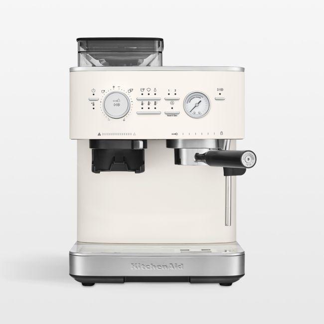 KitchenAid ® Semi-Automatic Espresso Machine in Porcelain White | Crate & Barrel