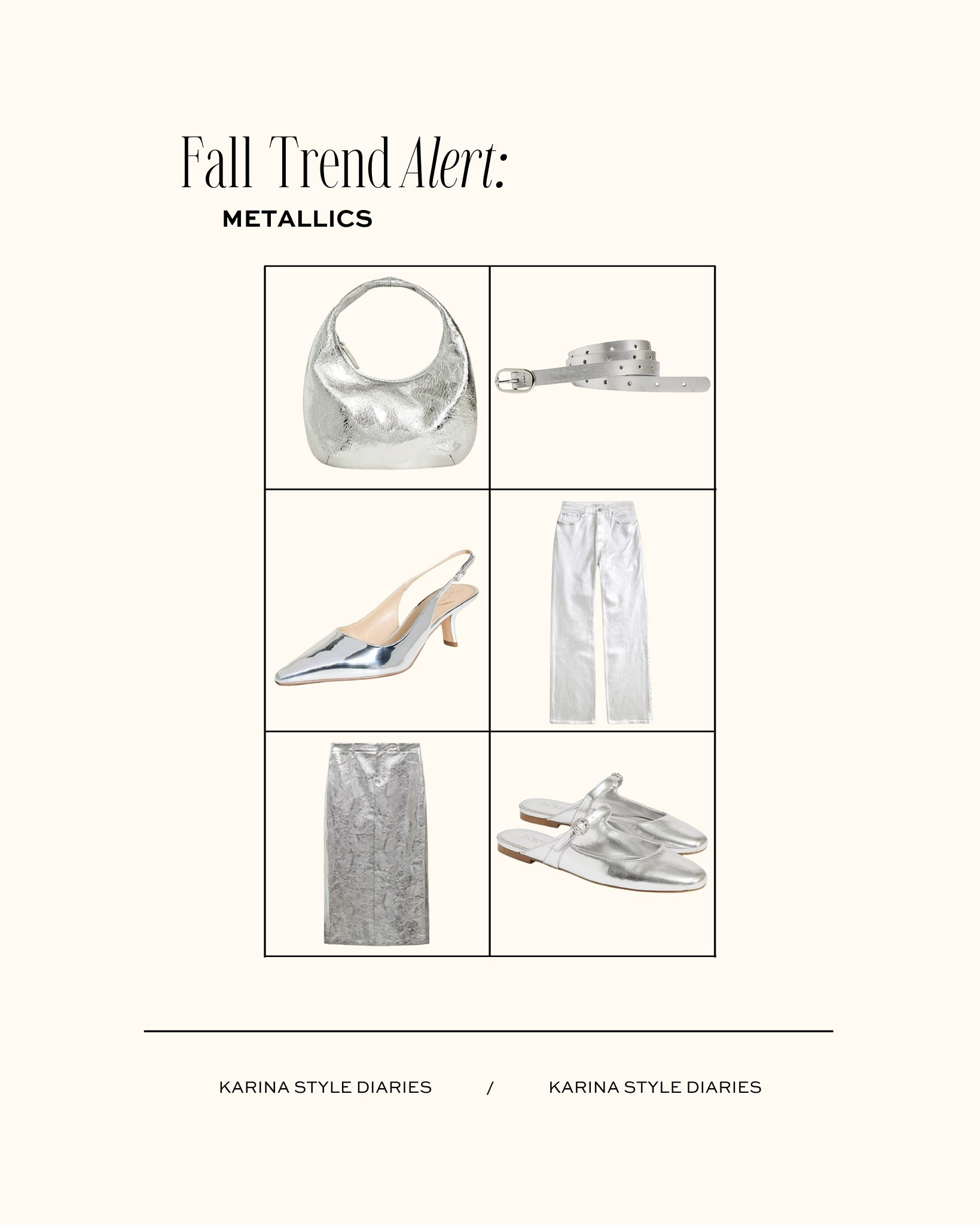 Metallics are having a moment this fall. Lean into the trend with subtle accessories or a more statement-making piece, like this long skirt. Create a well-balanced look by keeping things simple throughout the rest of your outfit — white, black, or navy pieces would all pair well with these silver hues!

#LTKStyleTip #LTKShoeCrush #LTKFindsUnder100