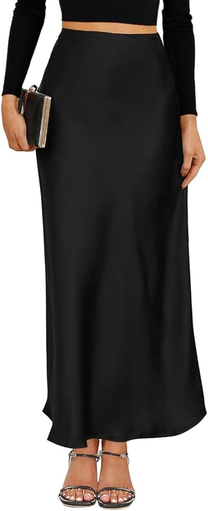 VividMosaic 2025 Satin High Waisted Maxi Skirt Silk A-Line Spring Summer Casual Long Skirts for W... | Amazon (US)