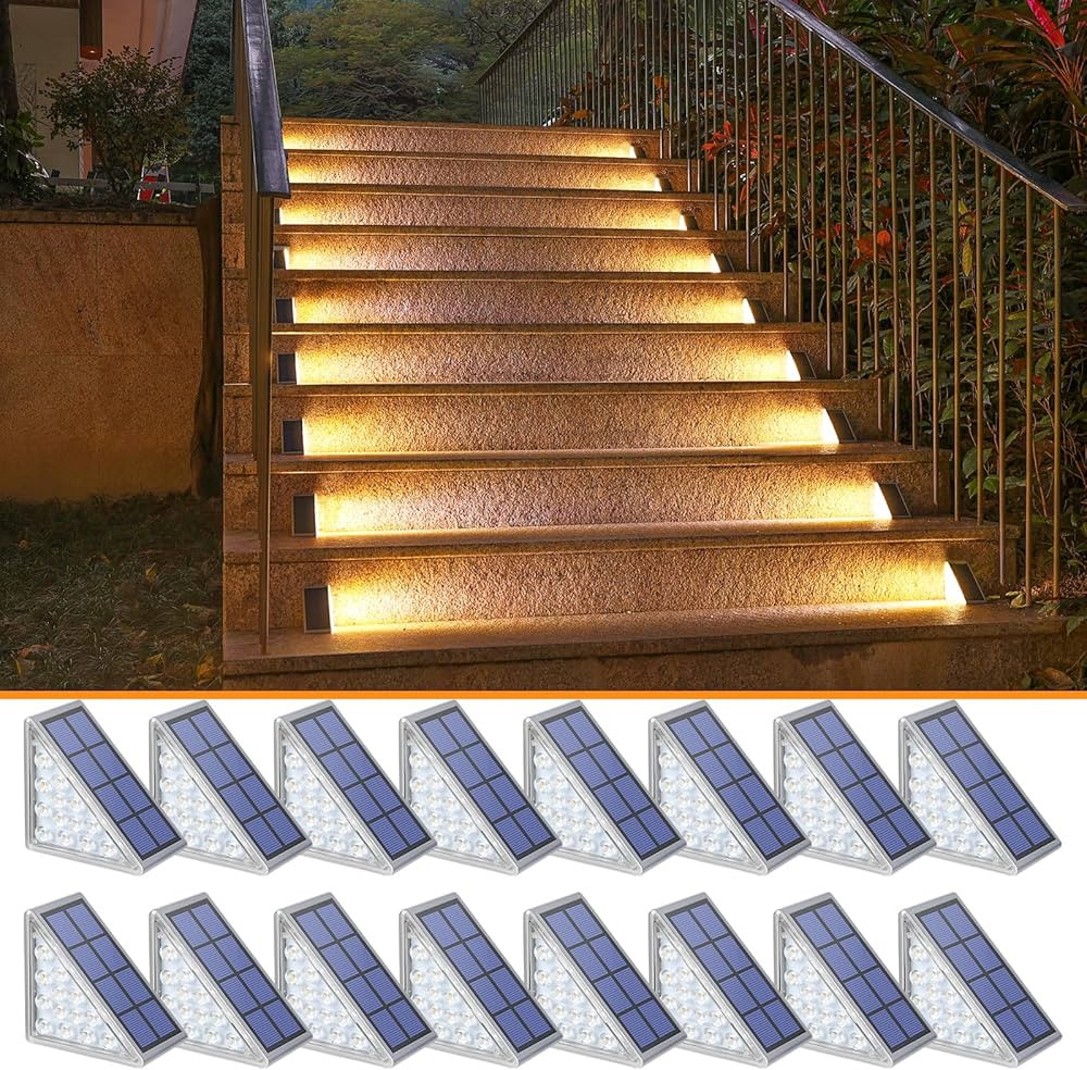 NIORSUN Solar Step Lights 16 Pack, Outdoor Stair Lights Waterproof IP67 with Auto On/Off - 3000K ... | Amazon (US)